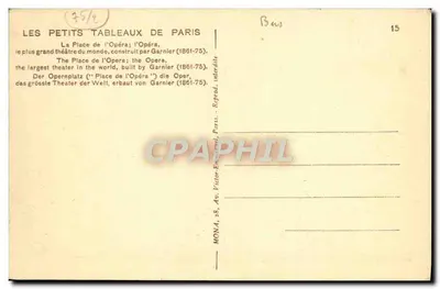 Praça da Ópera — Paris — editor MONA, n°15 — Verso