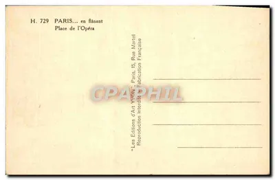 Place de l'Opéra — Paris — Éditions d'Art Yvonn — Verso