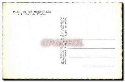 Place de l'Opéra — Paryż — wydawca A. Leconte, nr 414 — Rewers