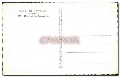 Place de la Concorde — Paryż — wydawca André Leconte, nr 337 — Rewers