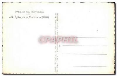Igreja da Madeleine — Paris — Editor Guy — Verso