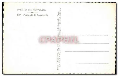 Place de la Concorde — Paryż — Wydawca André LECONTE, nr 337 — Rewers