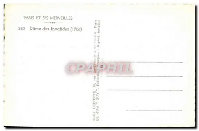 Dôme dos Invalides — Paris — Editor André Leconte, n° 330 — Verso