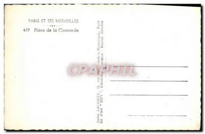 Place de la Concorde — Paryż — Wydawca GUY n°437 — Rewers