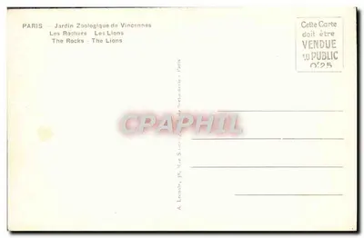 Les Lions — Jardín Zoológico de Vincennes — A. Lecour, 39, rue Saint-Dominique, París — Reverso