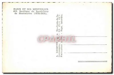Basílica del Sagrado Corazón — Montmartre — A. LECONTE, París, n°419 — Reverso