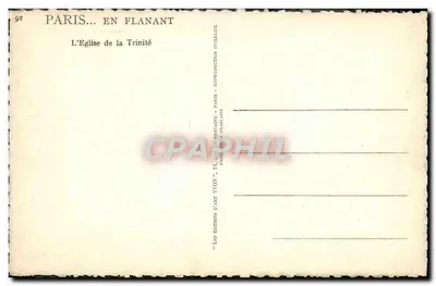 Paris... en Flanant — Die Kirche der Dreifaltigkeit — Art Editions Yvon — Rückseite