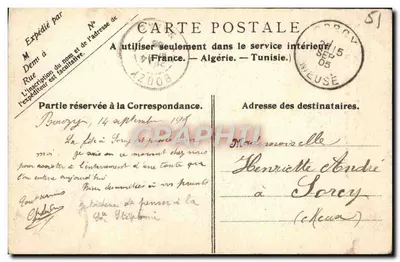 Bouzy (Marne) — A Igreja — Malhomme, Edit., Reims, Plaque Jouglà, n°11733 — Verso