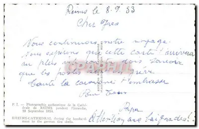 Katedra w Reims — pożar podczas bombardowań — Wydawnictwo Katedra Reims — Rewers