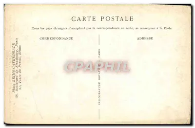 Catedral de Reims — Parte do reverso do Grande Portal após o incêndio — Cliché L. Doucet, n° 240 — Verso