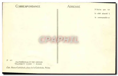Catedral de Reims — Transepto Norte — Adam — Édit. Reims-Catedral, praça da Catedral, Reims — Verso