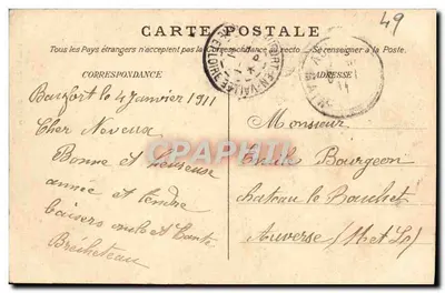 Beaufort-en-vallée — Hôtel de ville — Éditeur L. Gobillard, Benoubr — Verso