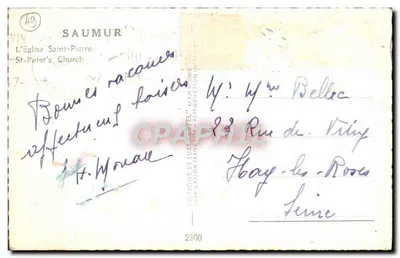 Saumur — Katedra św. Piotra — Wydawca Estel, nr 2308 — Rewers