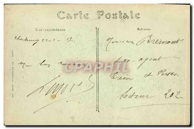 Cherbourg — Widok na port i przystań — ND. Phol. — Rewers