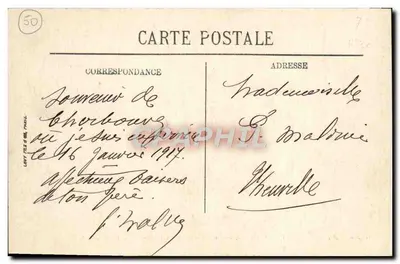 Cherbourg — Vista geral da Cidade e da Baía — LL. — Viled Paris n 8 — Verso