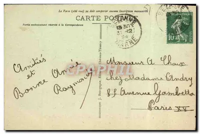 Sézanne (Marne) - Mail dos Cordeliers - O Monumento Comemorativo — Edit. P. Michaux n°13 — Verso