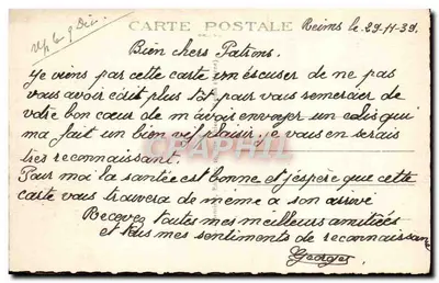 Reims (Marne) — Katedra — Stara pocztówka n°190 — Rewers