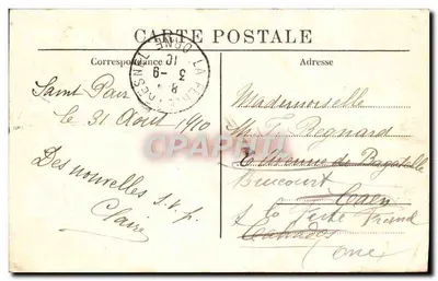 St-Pair-sur-Mer — Vista tirada da Praia de St-Nicolas — editor desconhecido, n° 194 — Verso