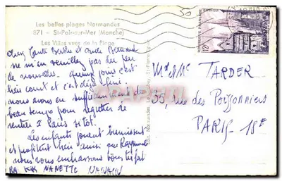 Praia de St-Pair-sur-Mer — As belas praias da Normandia — Édit. Le Goubey, N° 871 — Verso
