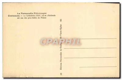 Coutances — Katedra (XIII w.) 93 m n.p.m. — Wydawnictwo Le Goubey — Rewers