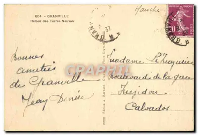 Porto de Granville — Retorno das Terras Novas — Edição A. Bernard — Verso