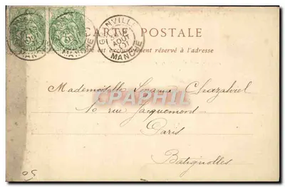Tarjeta postal antigua Granville Vista General De La Ciudad Alta De La Ciudad Baja — Reverso