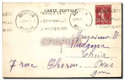 Bilhete postal antigo Granville Retorno da Pesca Barco — Verso