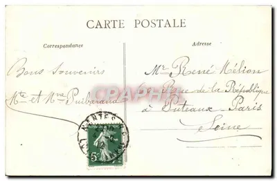 Passage Pommeraye - Nantes — entrada decorada com estátuas e letreiros de lojas — editor desconhecido, n° 235 — Verso