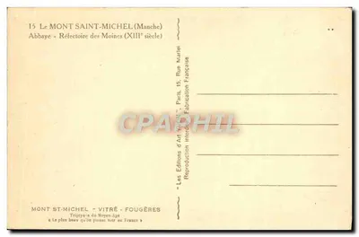 Refectorio dos Monges — Mont Saint-Michel — XIIIº século — Éditions Art Marion, Paris — Verso