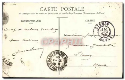 Dirigibile « Le Lebaudy » al Campo di Châlons — dopo l'uragano del 6 luglio 1905 — Librairie Militaire Guérin, Mourmelon — Verso