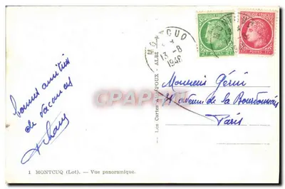 Montcuq (Lot) — Vista panorâmica — Les Cartes Arapoux — Verso