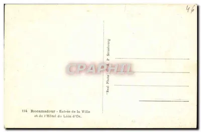 Rocamadour — Wejście do Miasta i do Hotelu Lwa z Złotym — 'Real-Photo' C.A.P. Strasbourg — Rewers