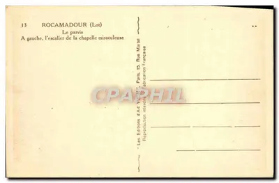 Rocamadour (Lot) — Parapet, schody do świętej kaplicy — Wydawnictwo Sztuki Yvon, Paryż — Rewers