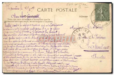 Environ de TONNEINS — Château de Fauquerolles — Éditeur Chaudruc, Tonneins — Verso