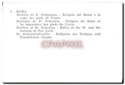 Basilica of S. Sebastian — Relics of the Saint and the Footprints of Christ — Rome — Back