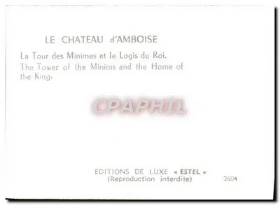 Castelo de Amboise — Torre dos Mínimos e Logis do Rei — Edições de Luxo « Estel » n°2604 — Verso