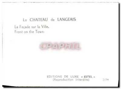 Zamek w Langeais — Front na Miasto — Wydawnictwo 'Estel' nr 2174 — Rewers
