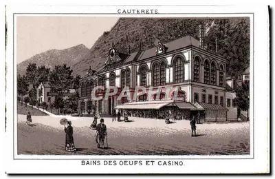 Cauterets — Bains des Oeufs et Casino — éditeur impr. sur la carte