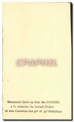 Monumento ai Cacciatori dei 56° e 59° Battaglioni — Bois des Caures — editore sconosciuto — Verso