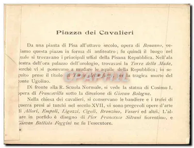 Bilhete postal moderno Piazza Dei Cavalieri — Verso