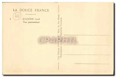 Cahors (Lot) — Widok panoramiczny — La Douce France, nr 46 — Rewers