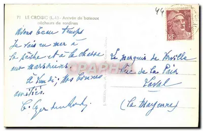 Le Croisic (L.-I.) — Llegada de barcos pescadores de sardinas — J. NOZAÏS, editor (Nantes) — Reverso
