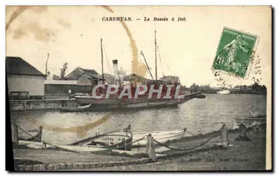 Bilhete postal antigo Carentan Le Bassin A flot Bateaux