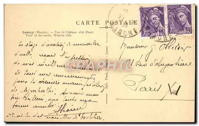Lessay (Manche) — Vista del Castello lato Ovest — Ed. Finel, Librairie - Lessay — Verso