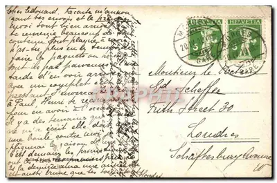 Bilhete postal antigo Morges à noite — Verso
