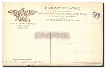 Monte Palatino — dekor wnętrza domu Livia — wydawca Giuseppe Ripostelli — Rewers