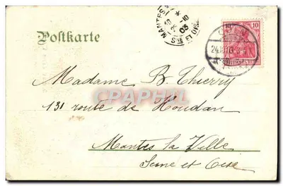 Bilhete postal antigo Colônia Monumento ao Imperador Guilherme I — Verso