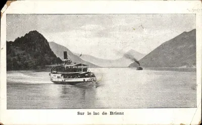 Bilhete postal antigo Sobre O Lago De Brienz Barco