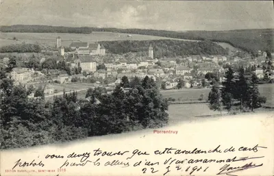 Porrentruy — Panoramablick — Edition Burgy, lith. Saint-Imier 2016
