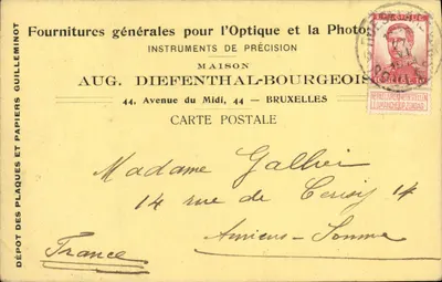 Entier Diefenthal Fournitures générales pour l'optique et la Photographie Avenue du Midi Bruxelles Optique
